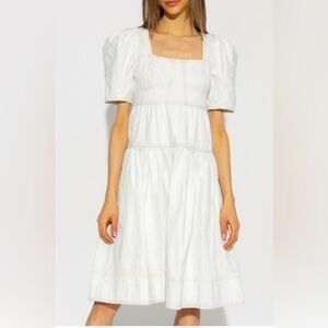 Ulla Johnson Ames Denim Dress in Whitewash
